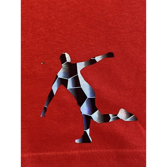 Disc Golf Shirt HYZER HOLOGRAPHIC CAMO Vinyl Custom Logo L Graphic T-Shirt RED - Picture 3 of 5